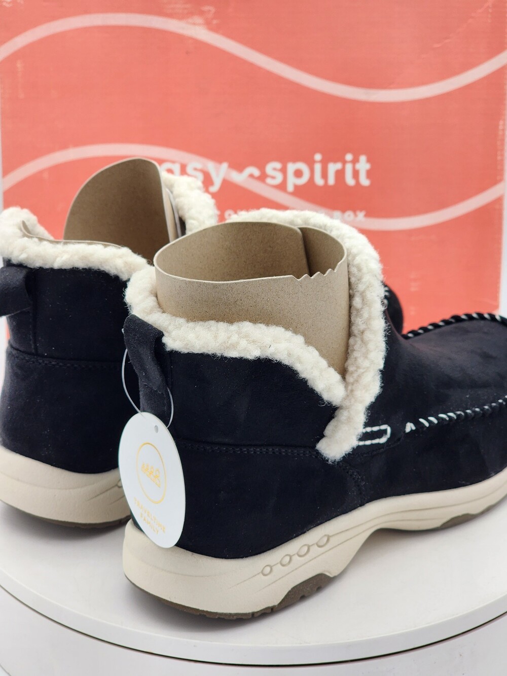 Easy Spirit Setuva2 Black Suede Faux Fur Ankle Boots Women’s Size 9.5 M Comfort - Picture 3 of 10